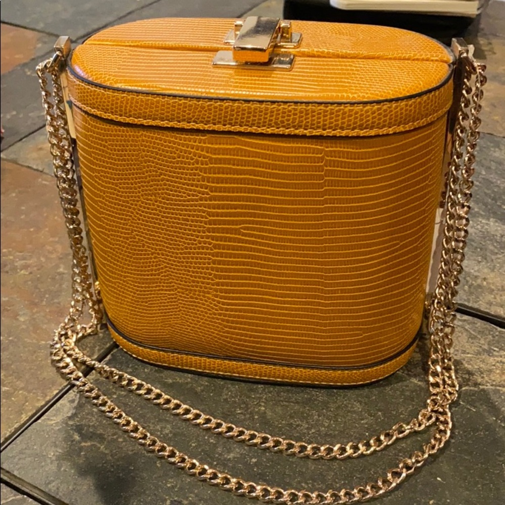 Faux gator cross-body chain purse
